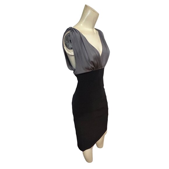 MARIA BIANCA NERO Grey/Black Silk Combo Bandage Dress Small fits XS 2 4 - Picture 3 of 6